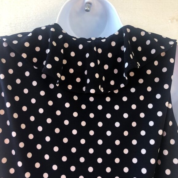 Chaps Size Medium Flirty Sleeveless Ruffled Polka Dot V-Neck Summer Dress - Picture 14 of 14